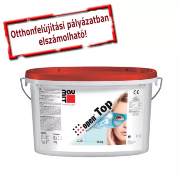 Baumit OpenTop légáteresztő vakolat vályogházakhoz, vegyes falazathoz - FEHÉR szín - Kapart 1,5mm - 25kg/vödör