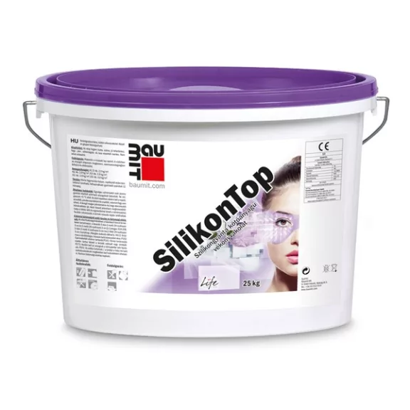 Baumit SilikonTop FEHÉR páraáteresztő Kapart 1,5mm homlokzati vakolat - 25kg/vödör Baumit SilikonTop FEHÉR páraáteresztő Kapart 1,5mm homlokzati vakolat - 25kg/vödör