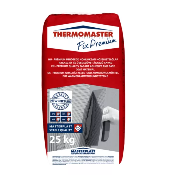 THERMOMASTER FIX PRÉMIUM ragasztó homlokzati EPS FEHÉR, GRAFIT, lábazati XPS ragasztáshoz - 25kg/zsák THERMOMASTER FIX PRÉMIUM ragasztó homlokzati EPS FEHÉR, GRAFIT, lábazati XPS ragasztáshoz - 25kg/zsák