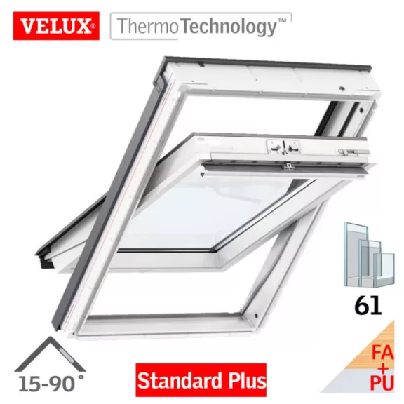 Velux GLU billenő felső kilincses tetőtéri ablak műanyag bevonatú fa 114x140 cm Velux GLU billenő felső kilincses tetőtéri ablak műanyag bevonatú fa 114x140 cm